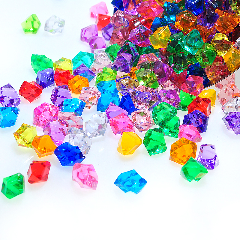 Factory Direct 14mm Acrylic Gravel Head Ice Cube Colorful Crystal Gem PS Plastic Artificial Simulation Scattered Beads