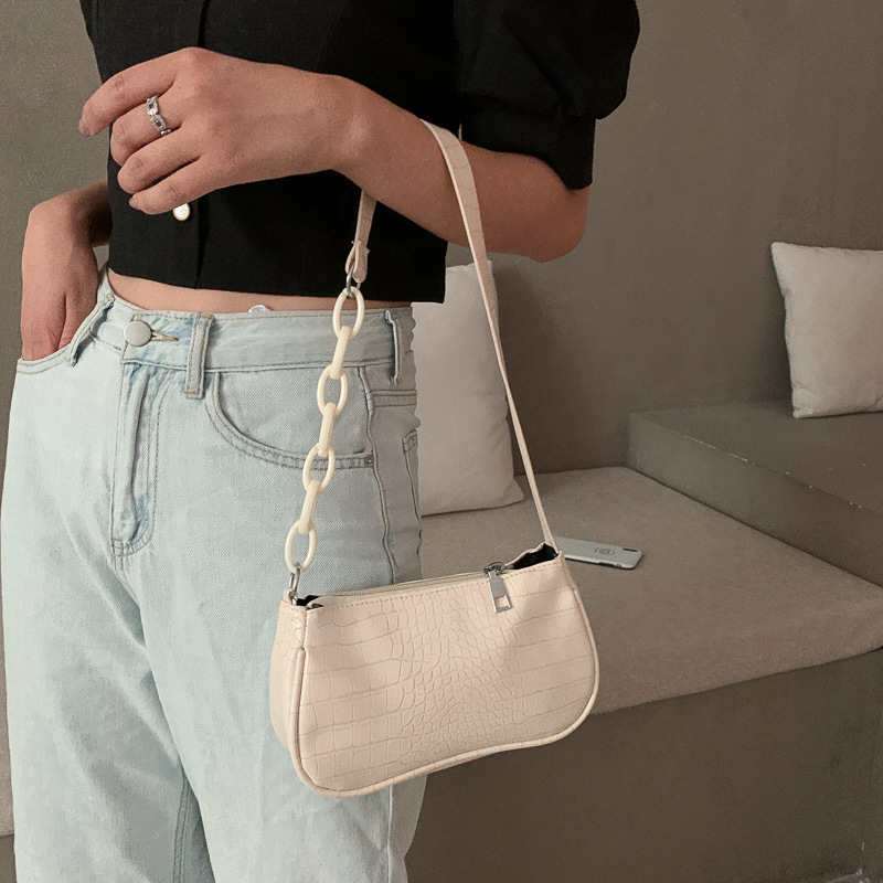Milk Tea Color Acrylic Underarm Bag Baguette Bag Women&#039;s Bag New Fashion Retro Handbag Shoulder Bag