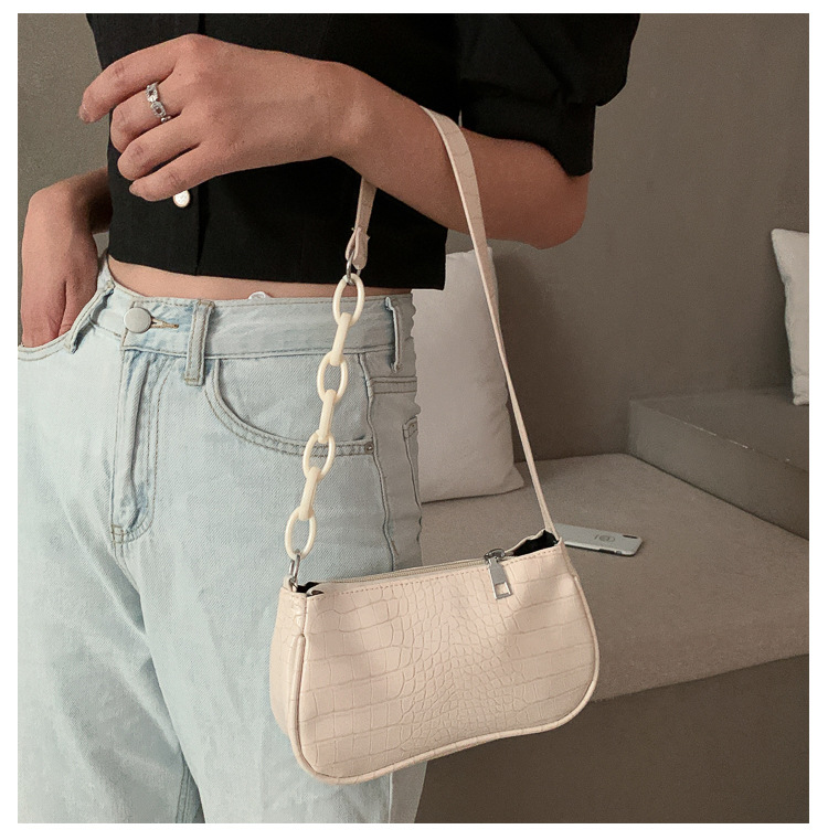 Milk Tea Color Acrylic Underarm Bag Baguette Bag Women's Bag New Fashion Retro Handbag Shoulder Bag