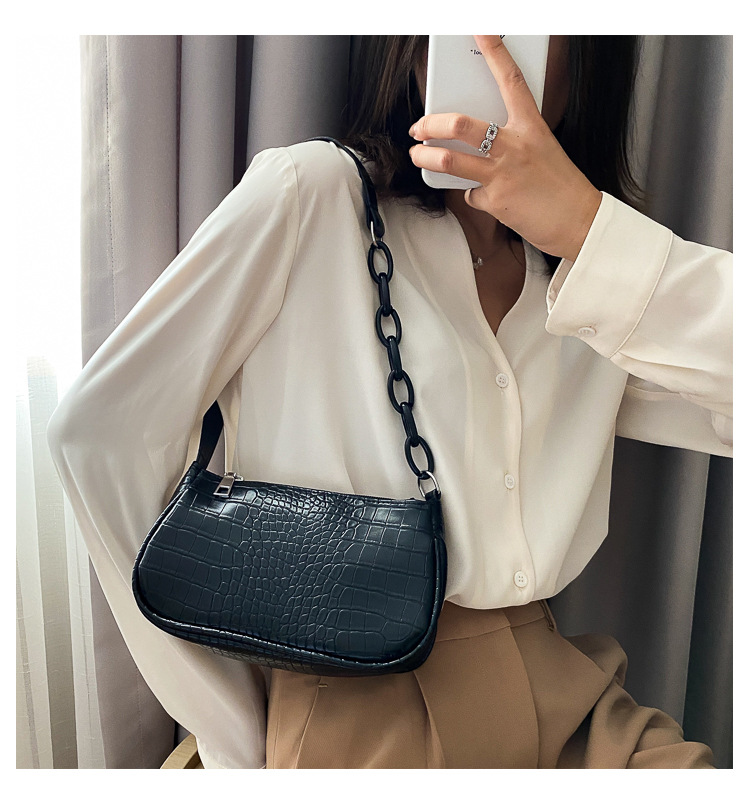 Milk Tea Color Acrylic Underarm Bag Baguette Bag Women's Bag New Fashion Retro Handbag Shoulder Bag