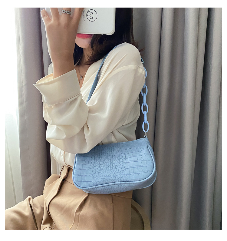 Milk Tea Color Acrylic Underarm Bag Baguette Bag Women's Bag New Fashion Retro Handbag Shoulder Bag