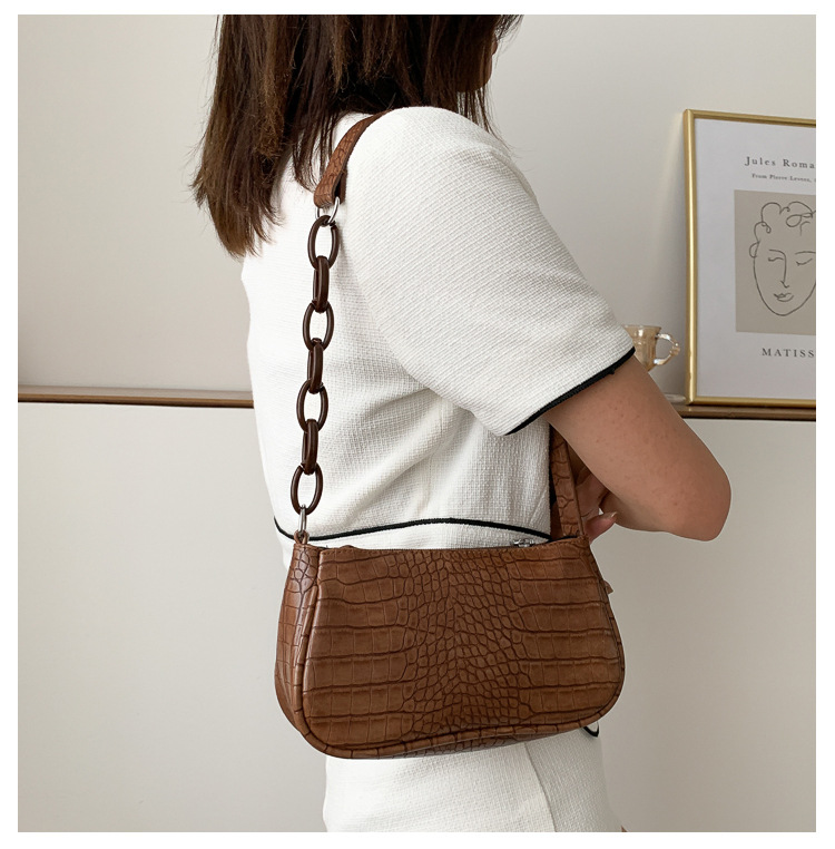 Milk Tea Color Acrylic Underarm Bag Baguette Bag Women's Bag New Fashion Retro Handbag Shoulder Bag