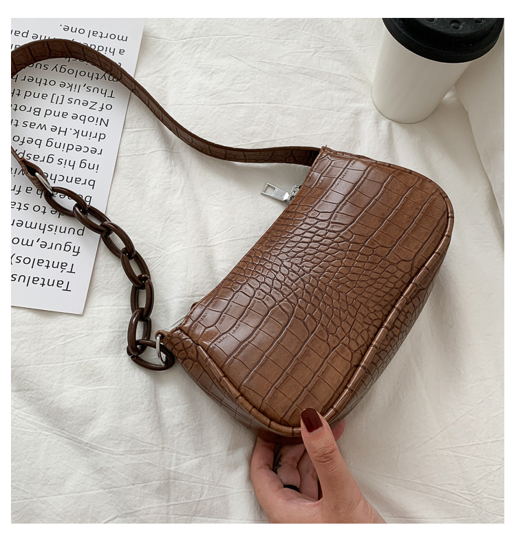 Milk Tea Color Acrylic Underarm Bag Baguette Bag Women's Bag New Fashion Retro Handbag Shoulder Bag