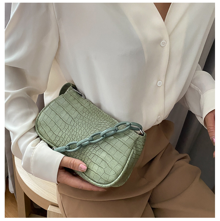 Milk Tea Color Acrylic Underarm Bag Baguette Bag Women's Bag New Fashion Retro Handbag Shoulder Bag