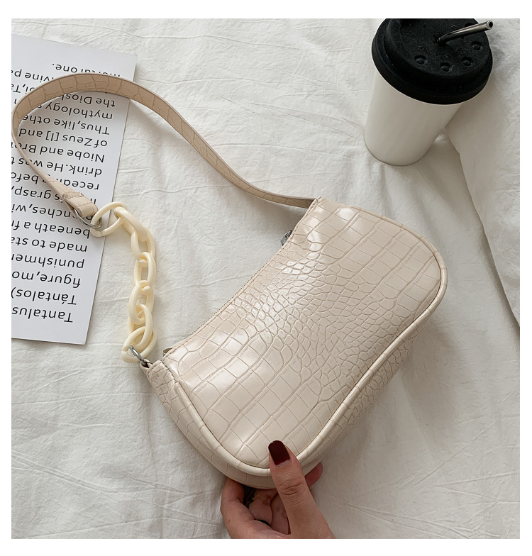 Milk Tea Color Acrylic Underarm Bag Baguette Bag Women's Bag New Fashion Retro Handbag Shoulder Bag