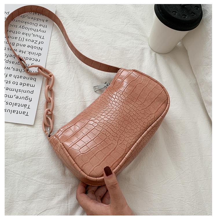 Milk Tea Color Acrylic Underarm Bag Baguette Bag Women's Bag New Fashion Retro Handbag Shoulder Bag
