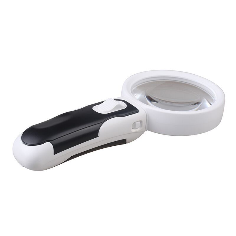 Handheld 77390b HD High Power 5 Times Double Acrylic Lens Elderly Reading LED Light Magnifying Glass