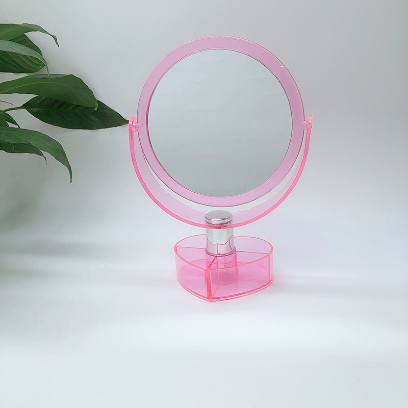 Transparent Table Mirror Korean Style Acrylic Girl Heart Ins Base Double-Sided Love Makeup Mirror