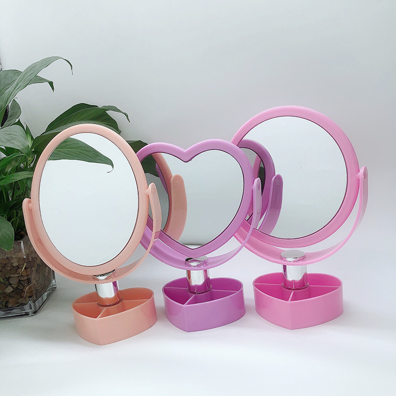 Transparent Table Mirror Korean Style Acrylic Girl Heart Ins Base Double-Sided Love Makeup Mirror