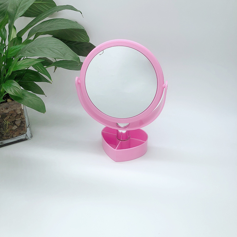 Transparent Table Mirror Korean Style Acrylic Girl Heart Ins Base Double-Sided Love Makeup Mirror