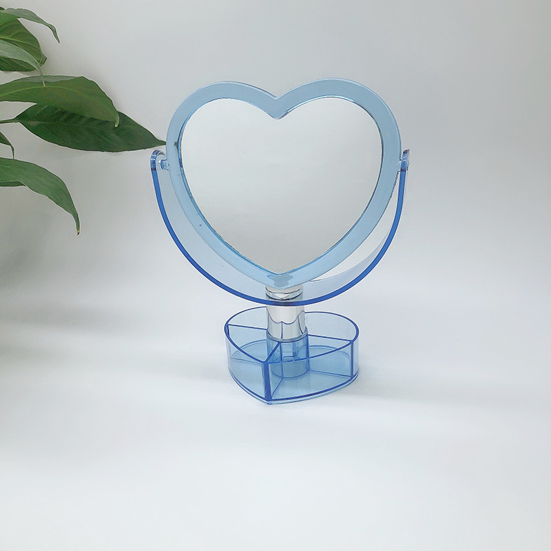 Transparent Table Mirror Korean Style Acrylic Girl Heart Ins Base Double-Sided Love Makeup Mirror