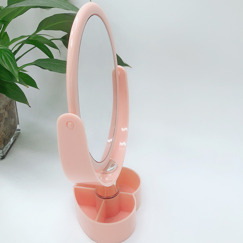 Transparent Table Mirror Korean Style Acrylic Girl Heart Ins Base Double-Sided Love Makeup Mirror