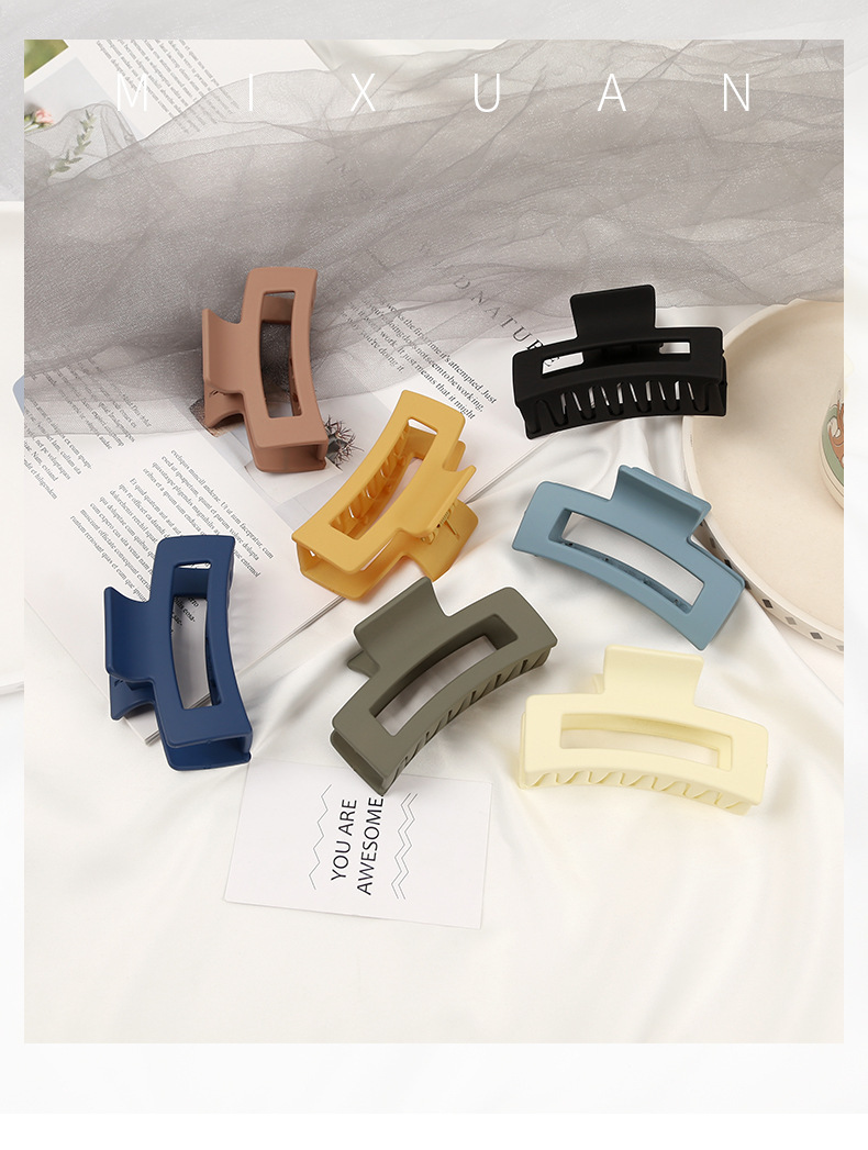 New Frosted Acrylic Square Large Size Shark Grip Simple Updo Hair Accessories Women's Japanese and Korean Bath Hair Claws Hairpin