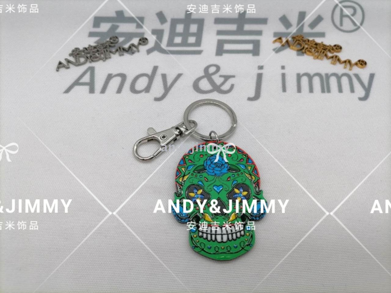 Anaglyph acrylic key chain, skull head flower decoration, factory direct Anaglyph acrylic key chain, skull head flower decoration, factory direct