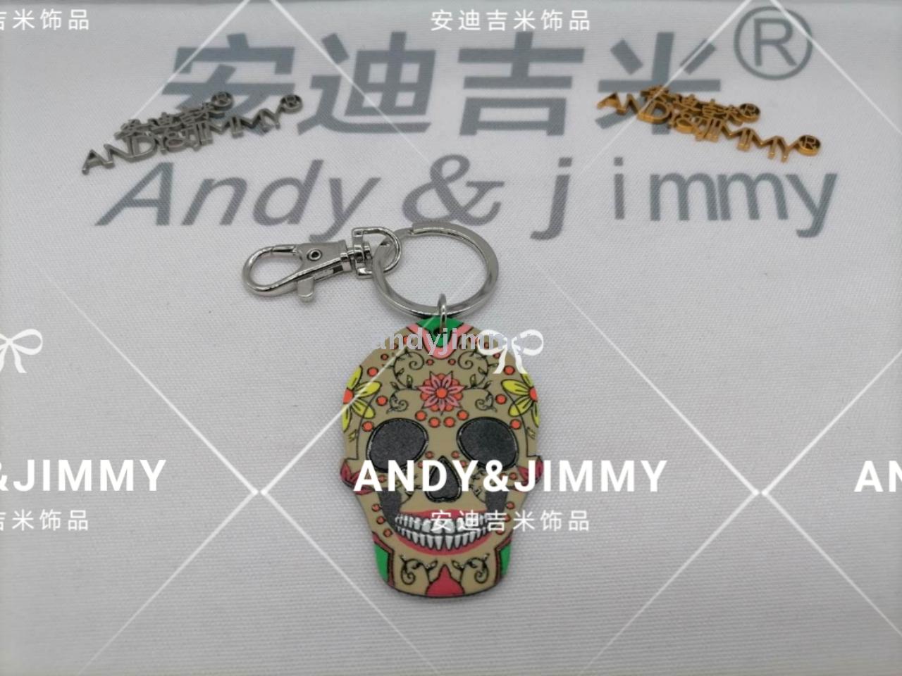 Anaglyph acrylic key chain, skull head flower decoration, factory direct Anaglyph acrylic key chain, skull head flower decoration, factory direct