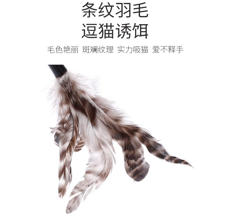 In Stock Wholesale Bags Cat Toy Acrylic Color Stripes Tube + Striped Feather Spring Cat Teaser