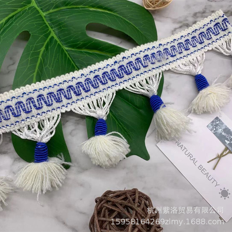 New Curtain Acrylic Cashmere Hanging Ball Clothing Accessories Tassel Fringe Lace Pillow Accessories Factory Wholesale