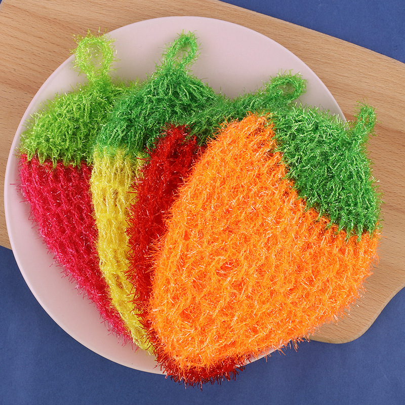 Acrylic Strawberry Dish Towel Kitchen Cleaning Dishwash Block Currently Available Wholesale Oil Removal Scouring Pad Factory Direct Sales