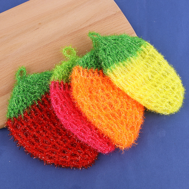 Acrylic Strawberry Dish Towel Kitchen Cleaning Dishwash Block Currently Available Wholesale Oil Removal Scouring Pad Factory Direct Sales