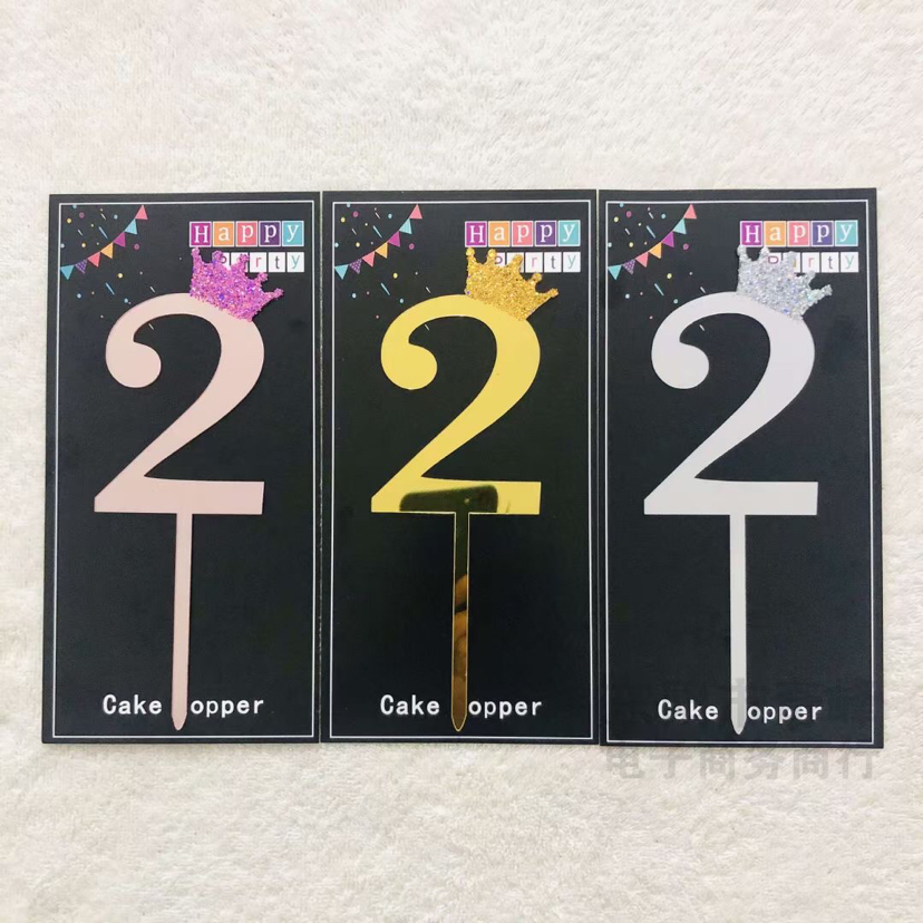 Cake Insert Cards Cake Insert Sign Cake Insert Decorative Flag Birthday Plug-in Components Acrylic Decorative Flag Digital Happy Birthday 012345