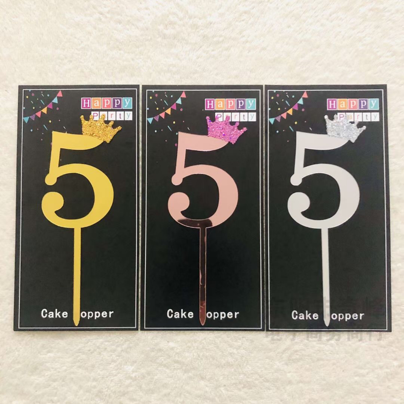 Cake Insert Cards Cake Insert Sign Cake Insert Decorative Flag Birthday Plug-in Components Acrylic Decorative Flag Digital Happy Birthday 012345