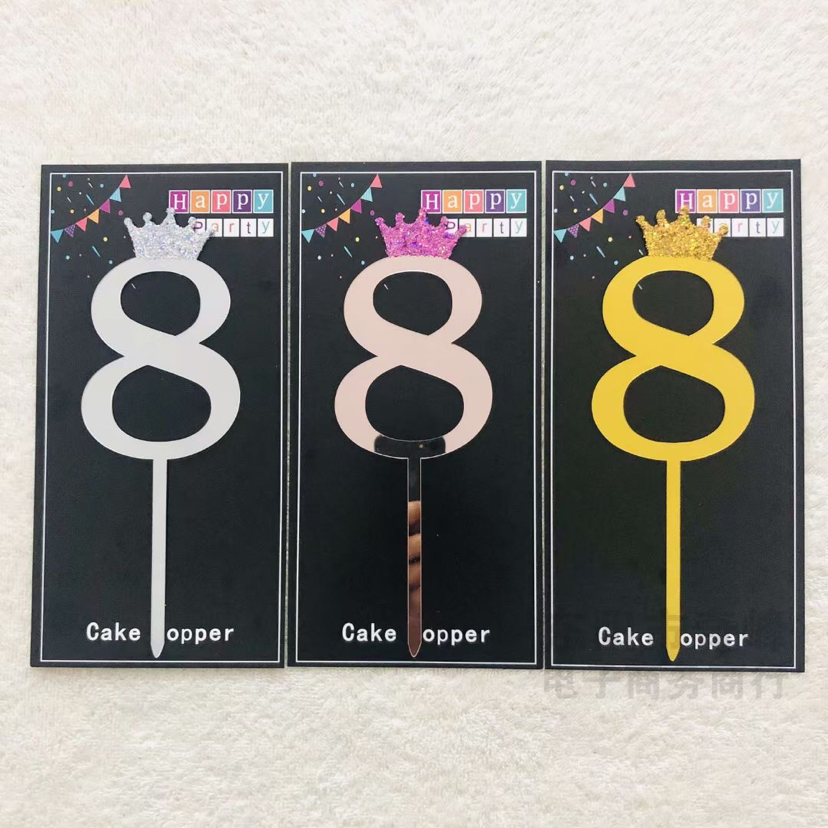 Cake Insert Cards Cake Insert Sign Cake Insert Decorative Flag Birthday Plug-in Components Acrylic Decorative Flag Digital Happy Birthday 012345