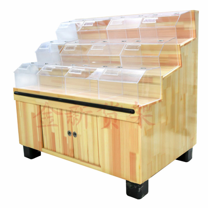 Wooden cabinet manufacturers selling gold acrylic food shelves