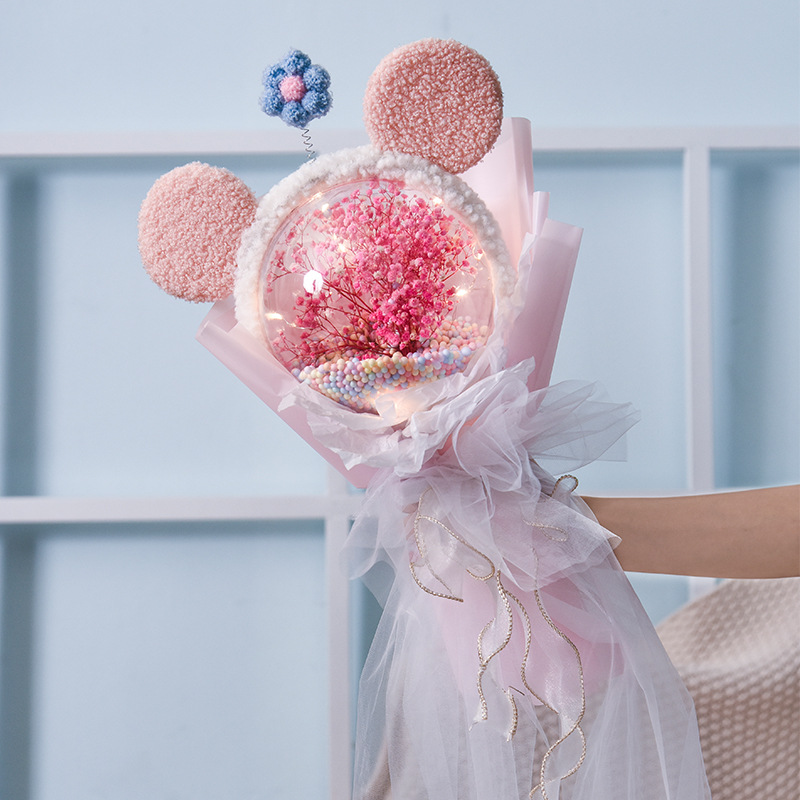 Day Gift Preserved Fresh Flower Starry Sky Finished Acrylic Bounce Ball for Boyfriends and Girlfriends Birthday Gift
