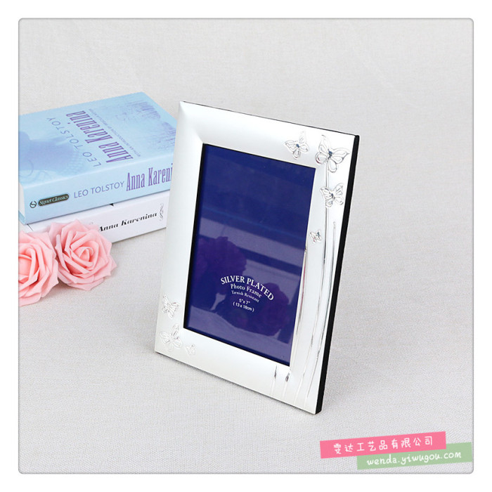 Fashion gift photo frame Home Furnishing silver metal and office decoration