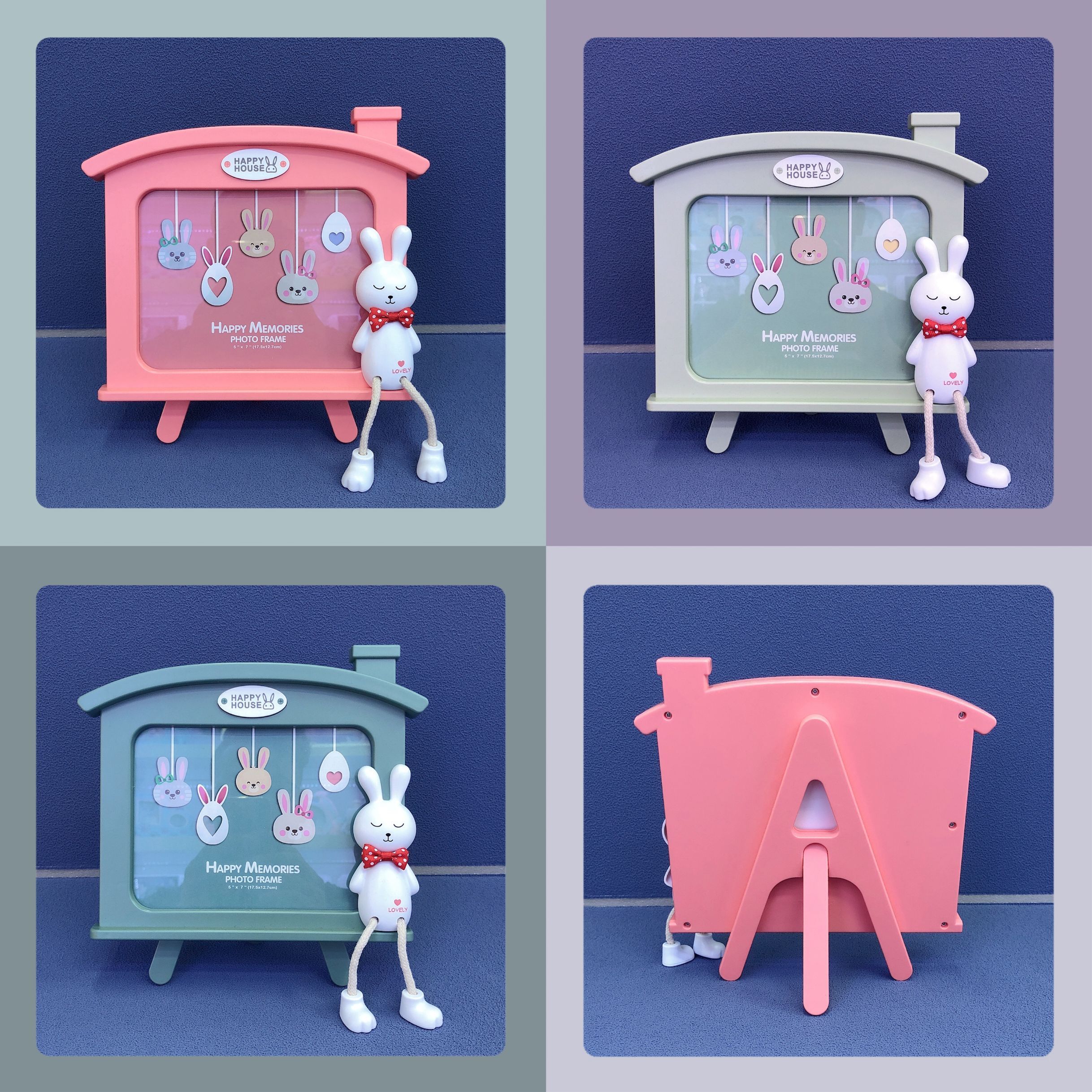 Haotao Photo Frame HT-TF3383 House-Shaped Hanging Rabbit 7-Inch (3 Colors)