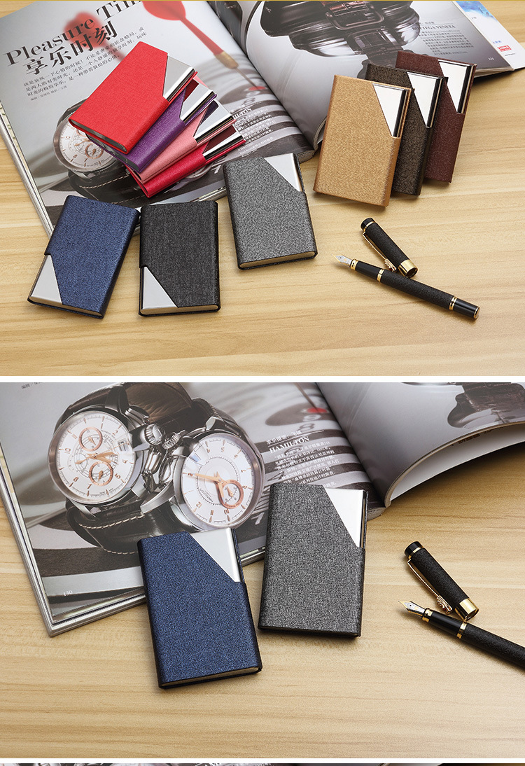Stainless steel PU card clip metal card case aluminum alloy creative card clip business gift custom LOGO box Stainless steel PU card clip metal card case aluminum alloy creative card clip business gift custom LOGO box