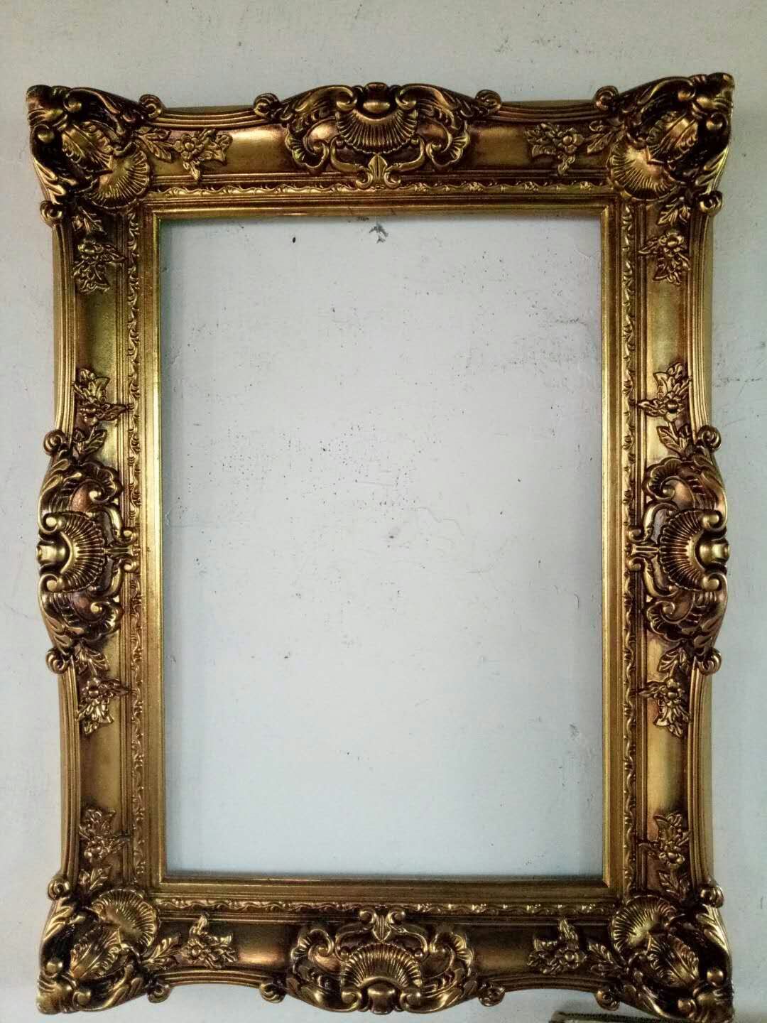 European-Style Canvas Frame Large Wedding Wedding Props Carved Vintage Photo Studio Background KTV Decorative Wall-Mounted Photo Frame Resin