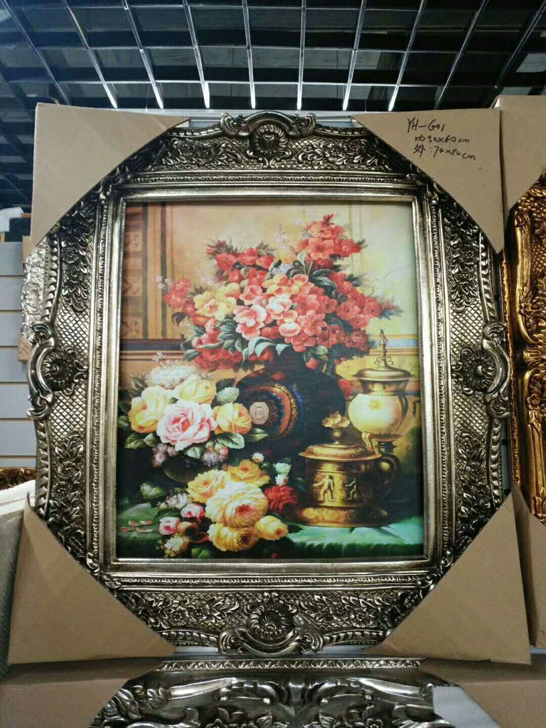 European-Style Canvas Frame Large Wedding Wedding Props Carved Vintage Photo Studio Background KTV Decorative Wall-Mounted Photo Frame Resin