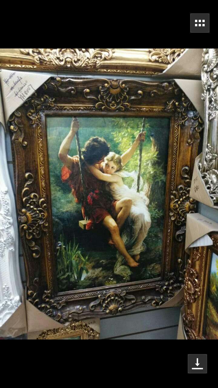 European-Style Canvas Frame Large Wedding Wedding Props Carved Vintage Photo Studio Background KTV Decorative Wall-Mounted Photo Frame Resin