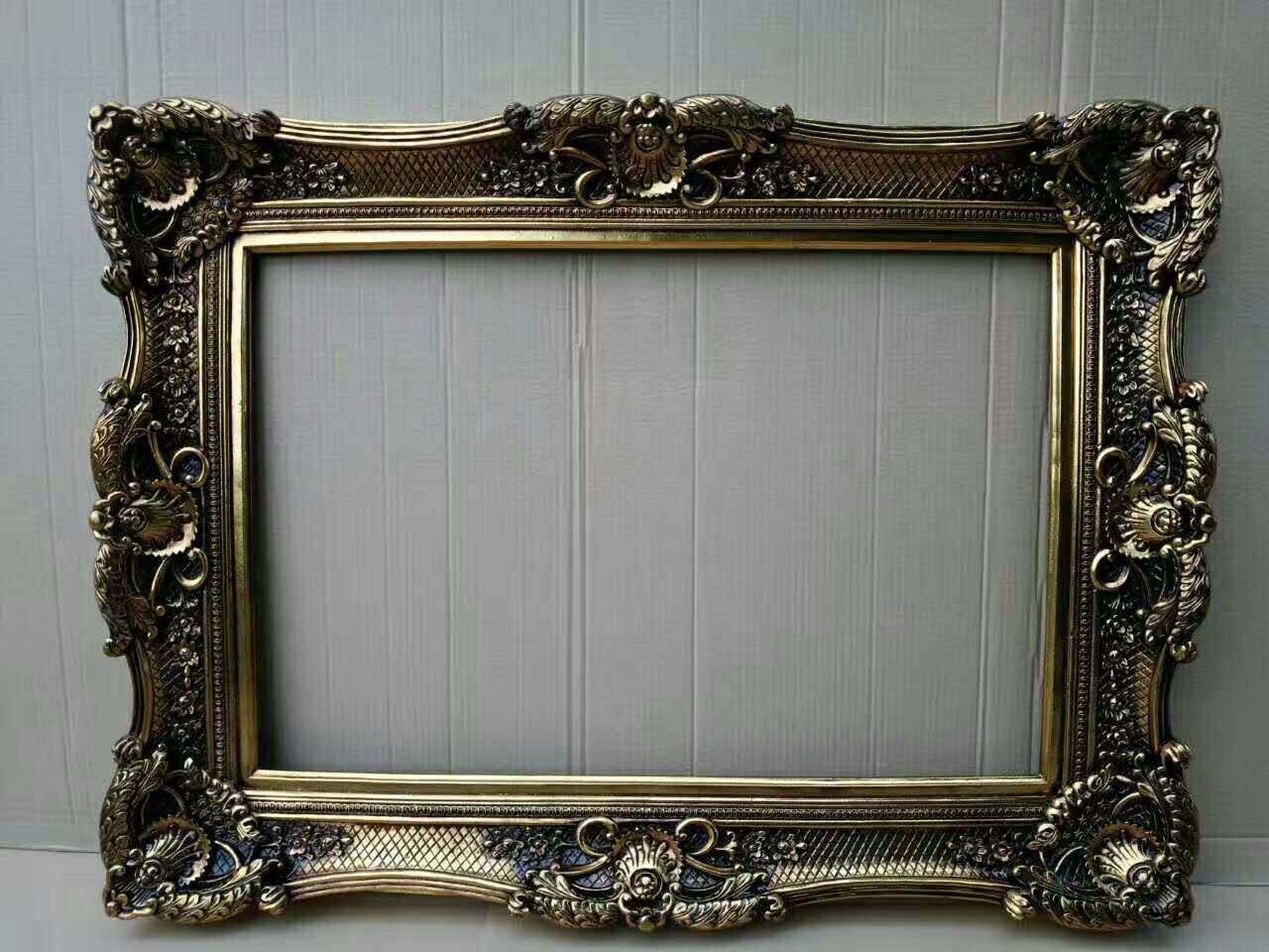 European-Style Canvas Frame Large Wedding Wedding Props Carved Vintage Photo Studio Background KTV Decorative Wall-Mounted Photo Frame Resin