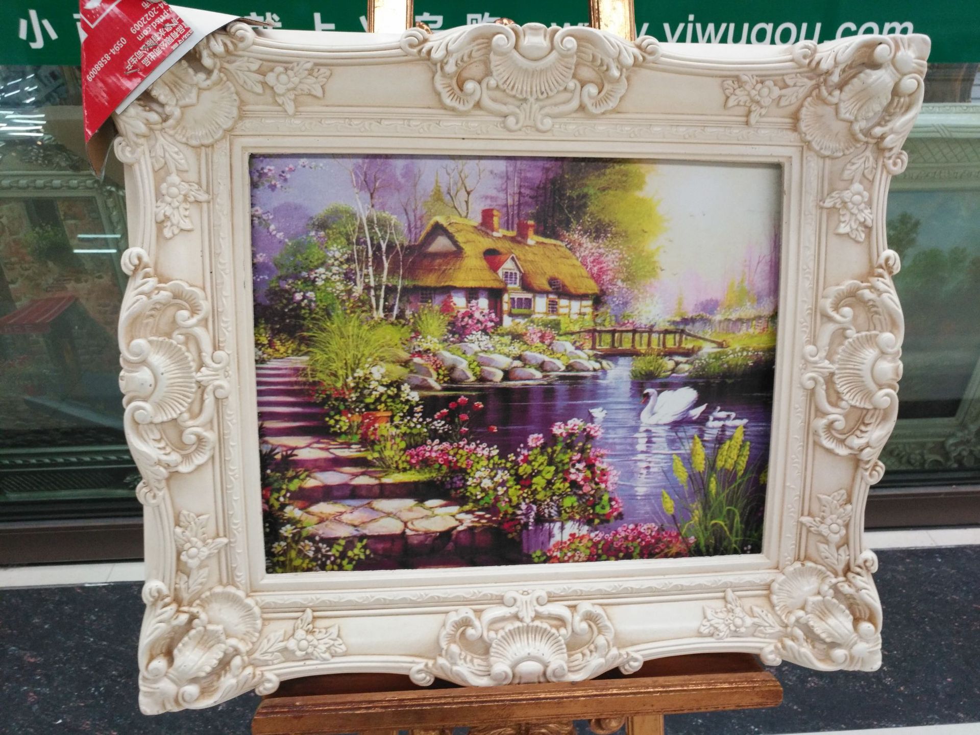European-Style Canvas Frame Large Wedding Wedding Props Carved Vintage Photo Studio Background KTV Decorative Wall-Mounted Photo Frame Resin