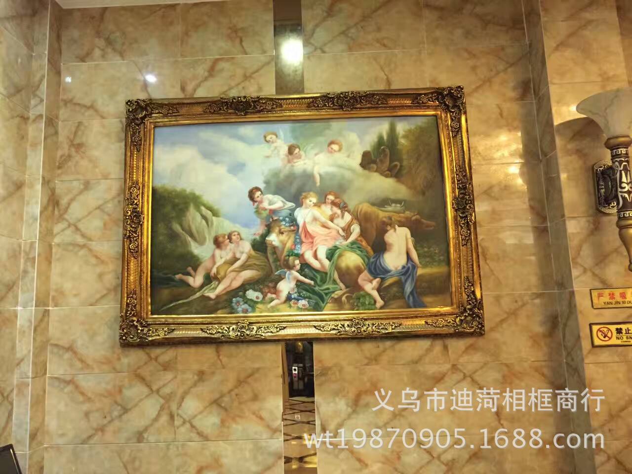 European-Style Canvas Frame Large Wedding Wedding Props Carved Vintage Photo Studio Background KTV Decorative Wall-Mounted Photo Frame Resin
