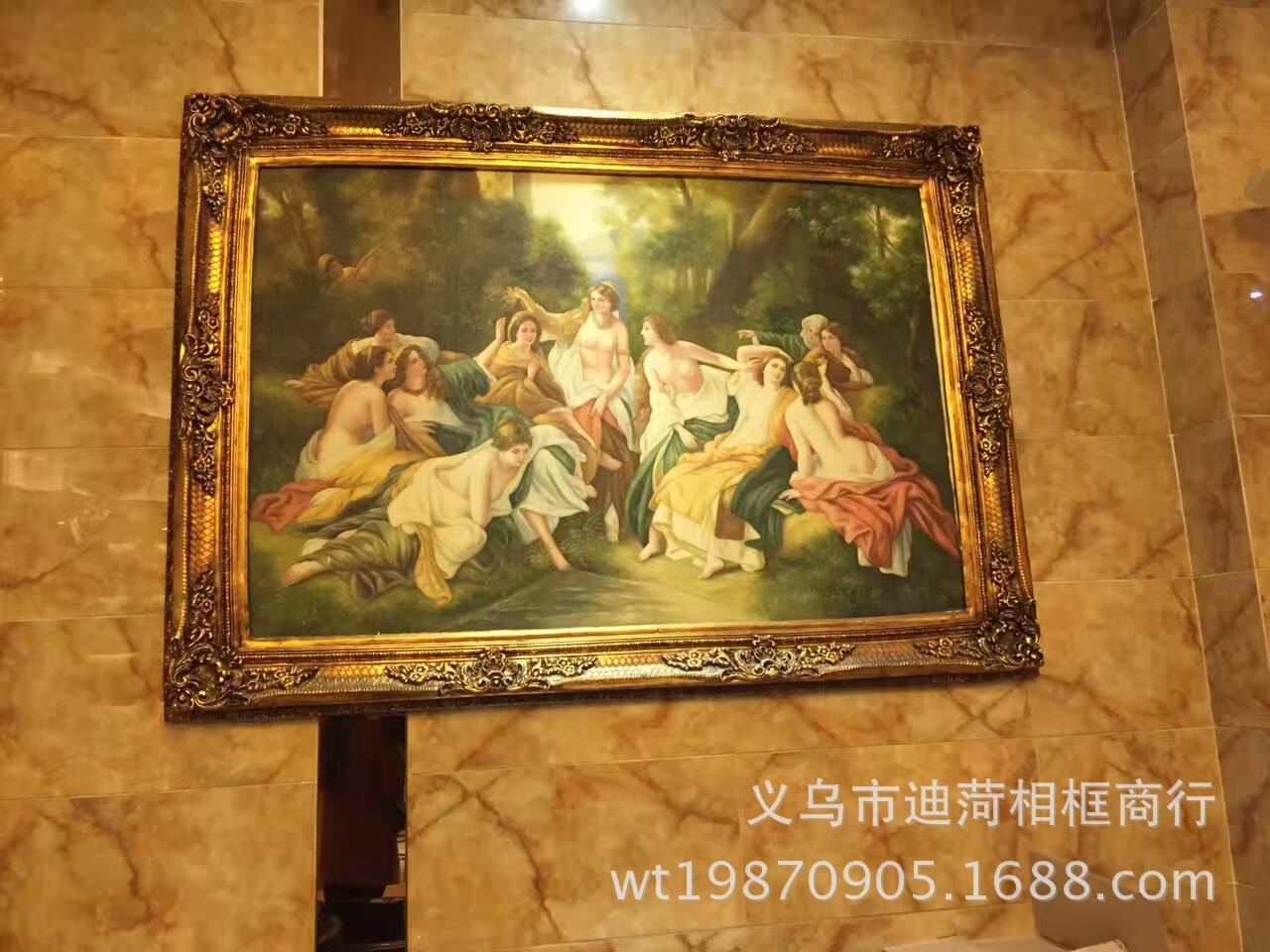 European-Style Canvas Frame Large Wedding Wedding Props Carved Vintage Photo Studio Background KTV Decorative Wall-Mounted Photo Frame Resin