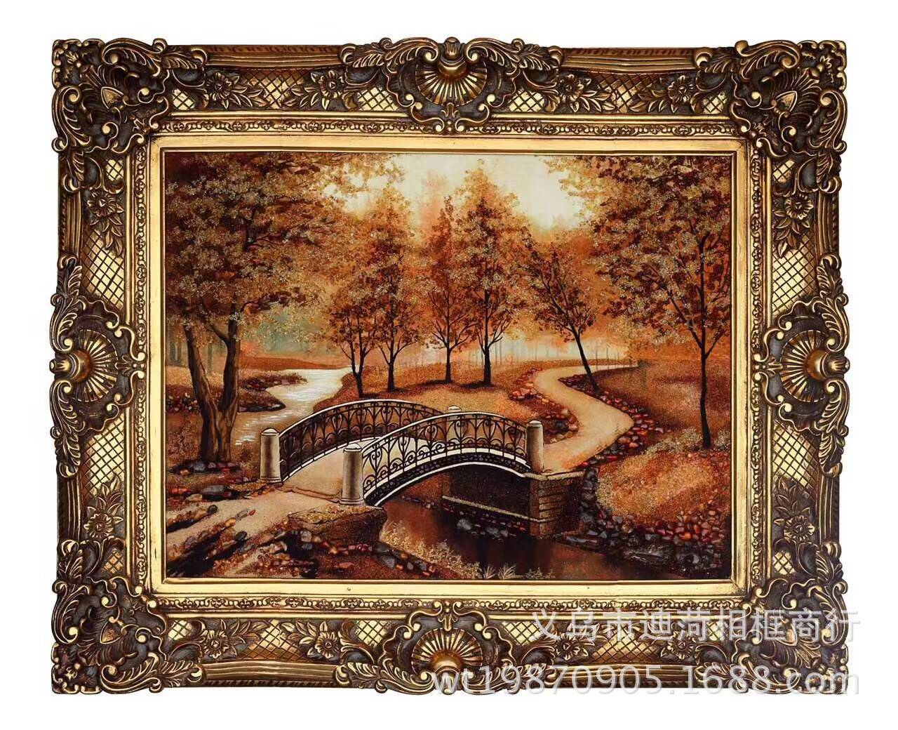 European-Style Canvas Frame Large Wedding Wedding Props Carved Vintage Photo Studio Background KTV Decorative Wall-Mounted Photo Frame Resin