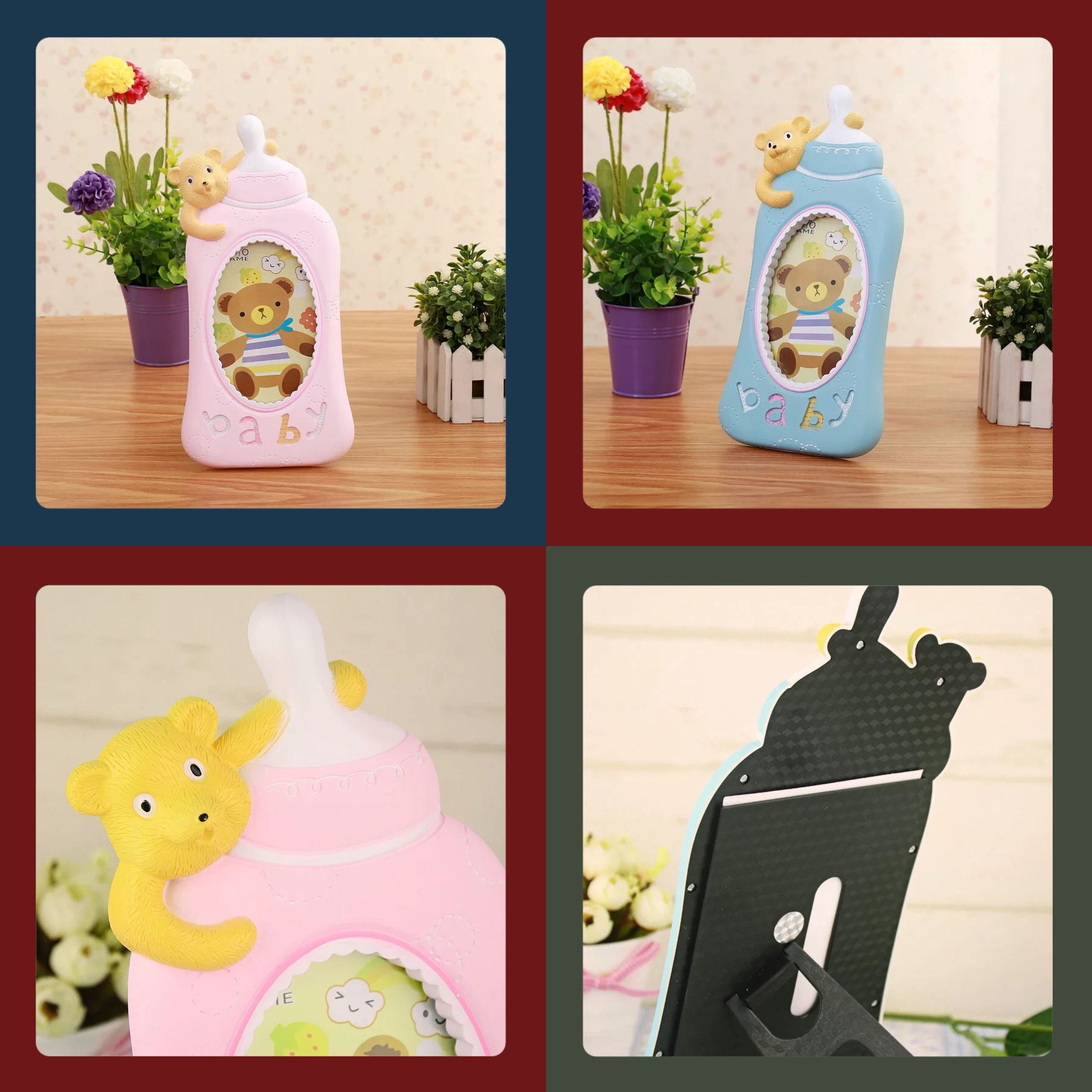 Haotao Photo Frame HT-LM7444 Painted Feeding Bottle Bear 6-Inch (2 Colors)