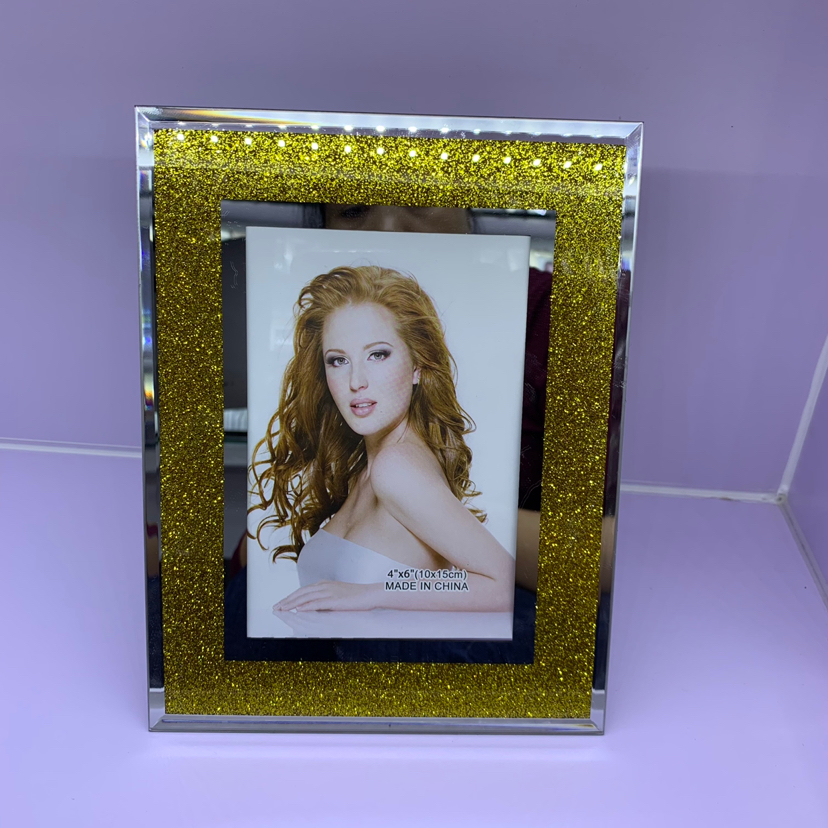 Double Mirror Edge Silver Glitter Creative Decoration Photo Home Decorative Gift Living Room Bedroom Crafts Glass Photo Frame