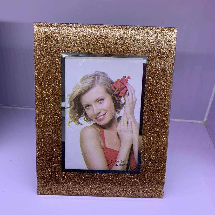 Double Mirror Edge Silver Glitter Creative Decoration Photo Home Decorative Gift Living Room Bedroom Crafts Glass Photo Frame
