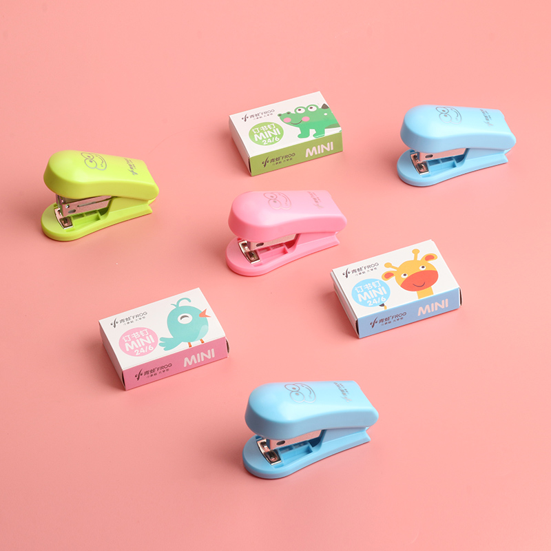 Stapler Kit Creative Stationery Cartoon Mini Cute Student Office Supplies Stapler Kit Wholesale