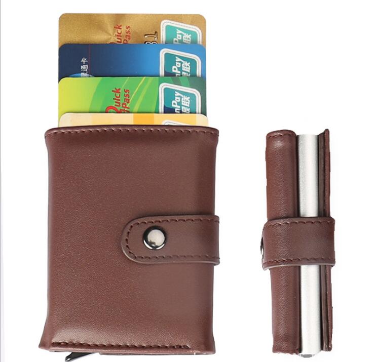 Multi-functional leather credit card bag leather wallet stainless steel card case card bag x-8