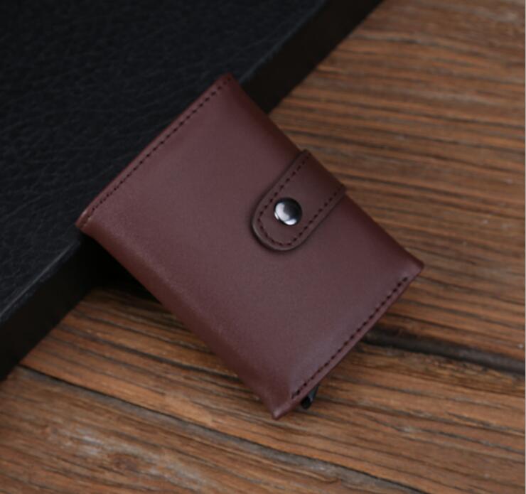 Multi-functional leather credit card bag leather wallet stainless steel card case card bag x-8 Multi-functional leather credit card bag leather wallet stainless steel card case card bag x-8