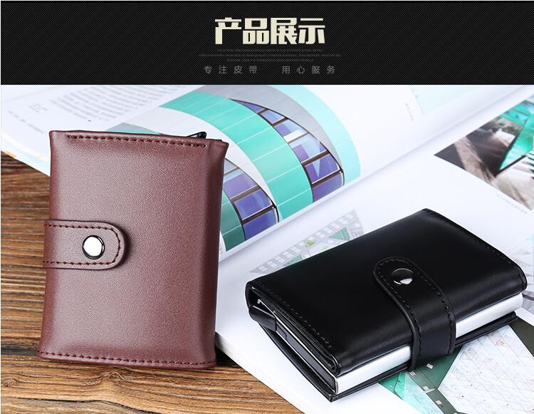 Multi-functional leather credit card bag leather wallet stainless steel card case card bag x-8 Multi-functional leather credit card bag leather wallet stainless steel card case card bag x-8