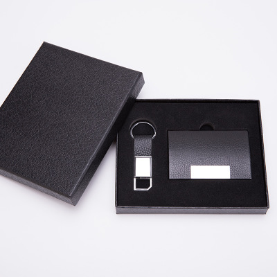 Business Two-Piece Stainless Steel Cardcase Cardcase Metal Keychains Business Card Case Gift Set