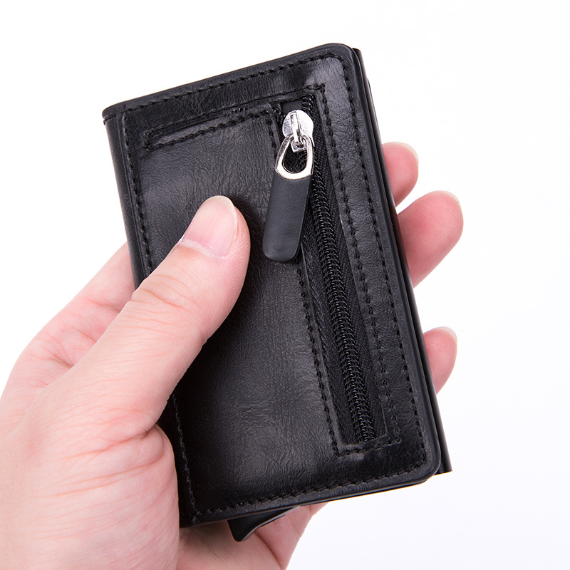 Anti-Theft Antimagnetic Card Case Aluminum Alloy Hand Push Card Holder Coin Purse RFID Credit Card Holder