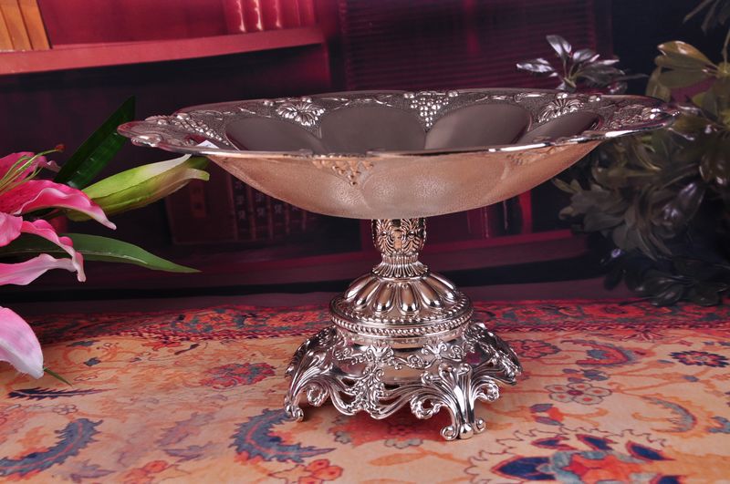 Vintage fine zinc alloy silver home decor creative fashion plate crafts
