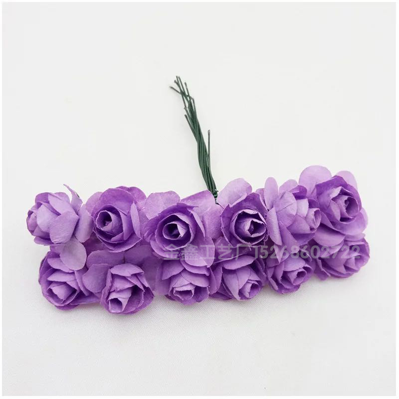 144 Pieces Artificial flowers MINI 1.5CM Paper roses wedding decorative flowers bouquet vases for home decor christmas g